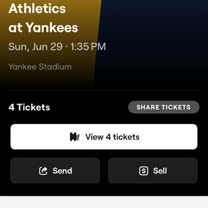 뉴욕 야구 티켓 6/29일 2장 양도합니다