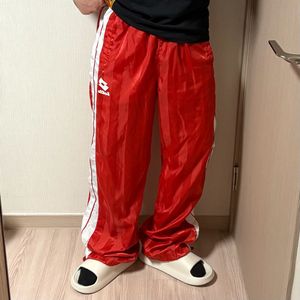정품 로또 빈티지 레드 트랙팬츠 바람막이 바지