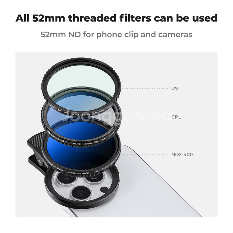 스마트폰 홀더클립+52mm ND2-400 필터 2639--4
