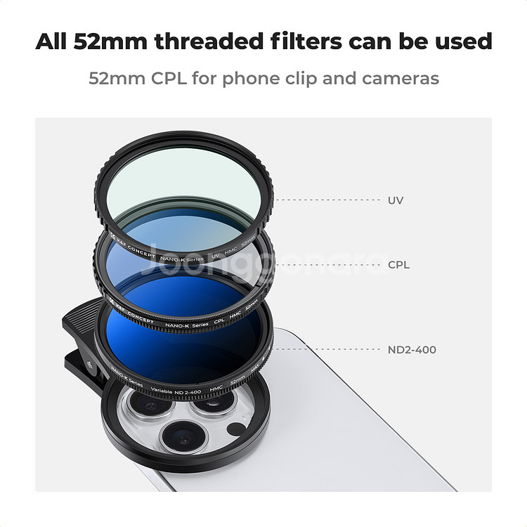 KnF 스마트폰 홀더클립+52mm CPL 필터 2676--7