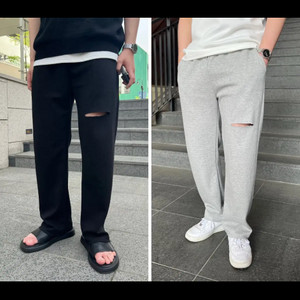 밴딩 트레이닝 팬츠 컷팅 데미지