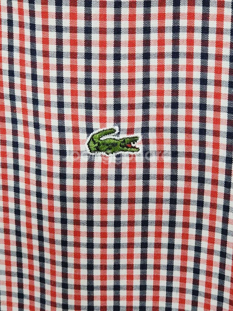 (L) 라코스테 반팔남방 체크 반팔셔츠 로고 스판--3