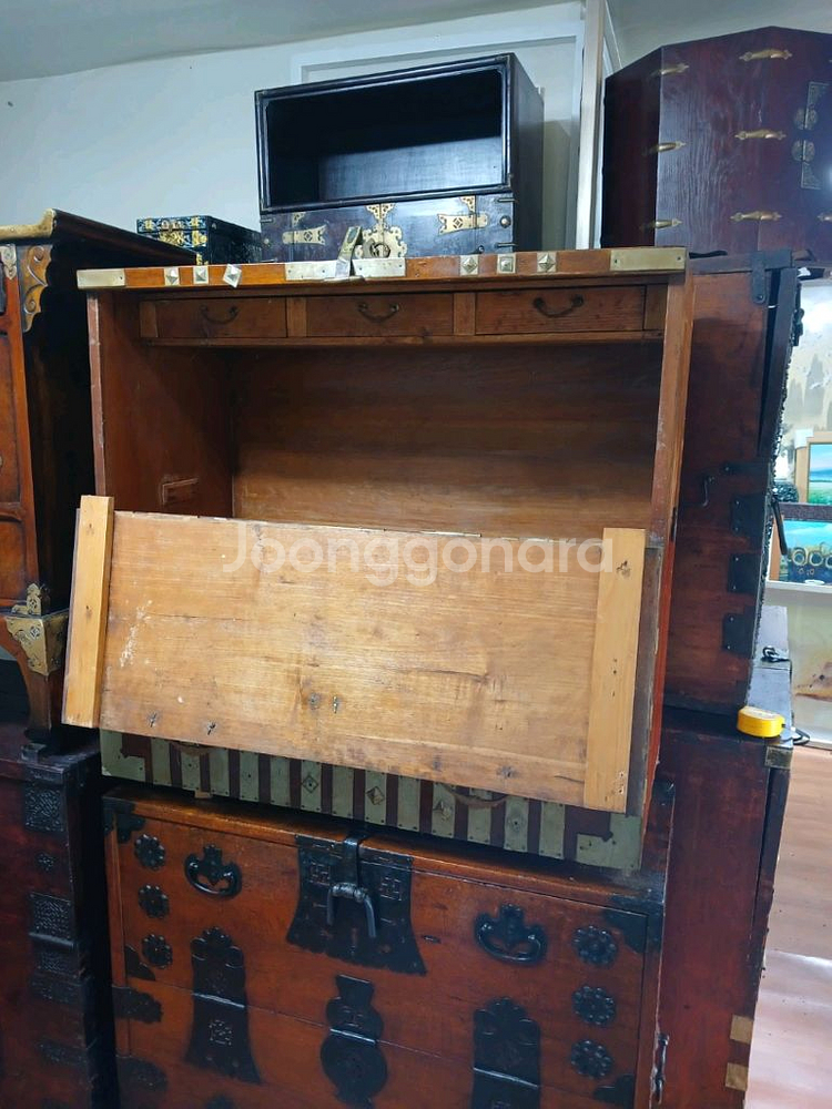 골동품 앤틱 인테리어 전통 고가구 백동장석 반닫이--1