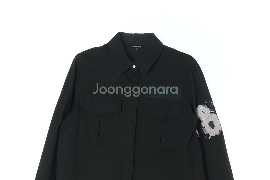 [S]LAP랩 카키 오버핏 야상 사파리 셔츠--1