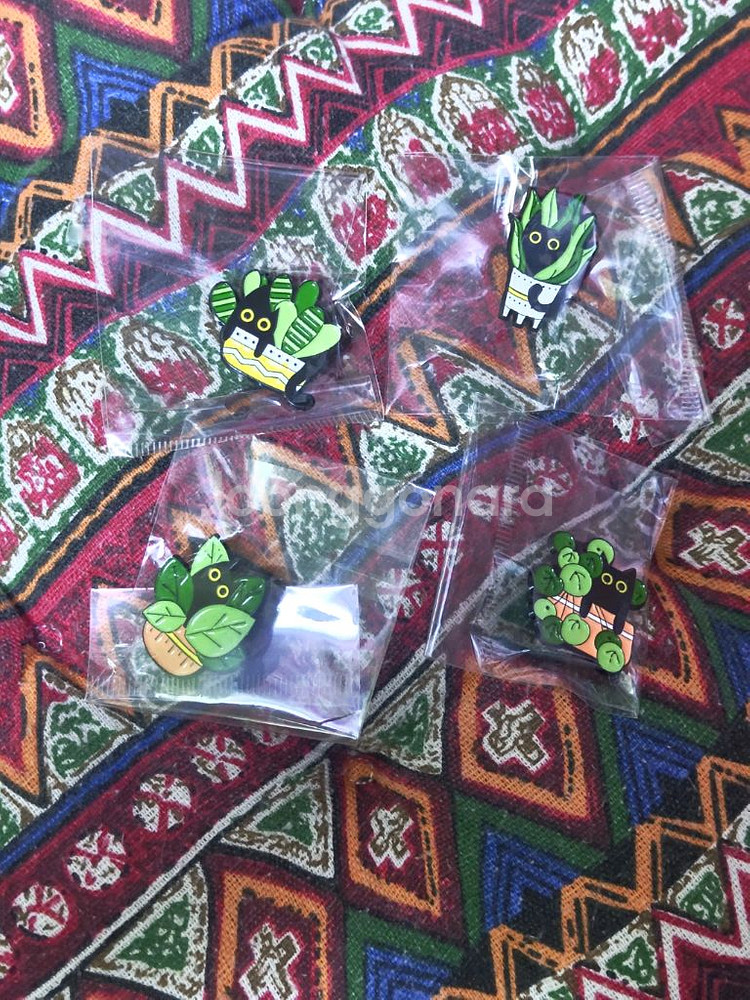 화분 식물냥이 브로치--0