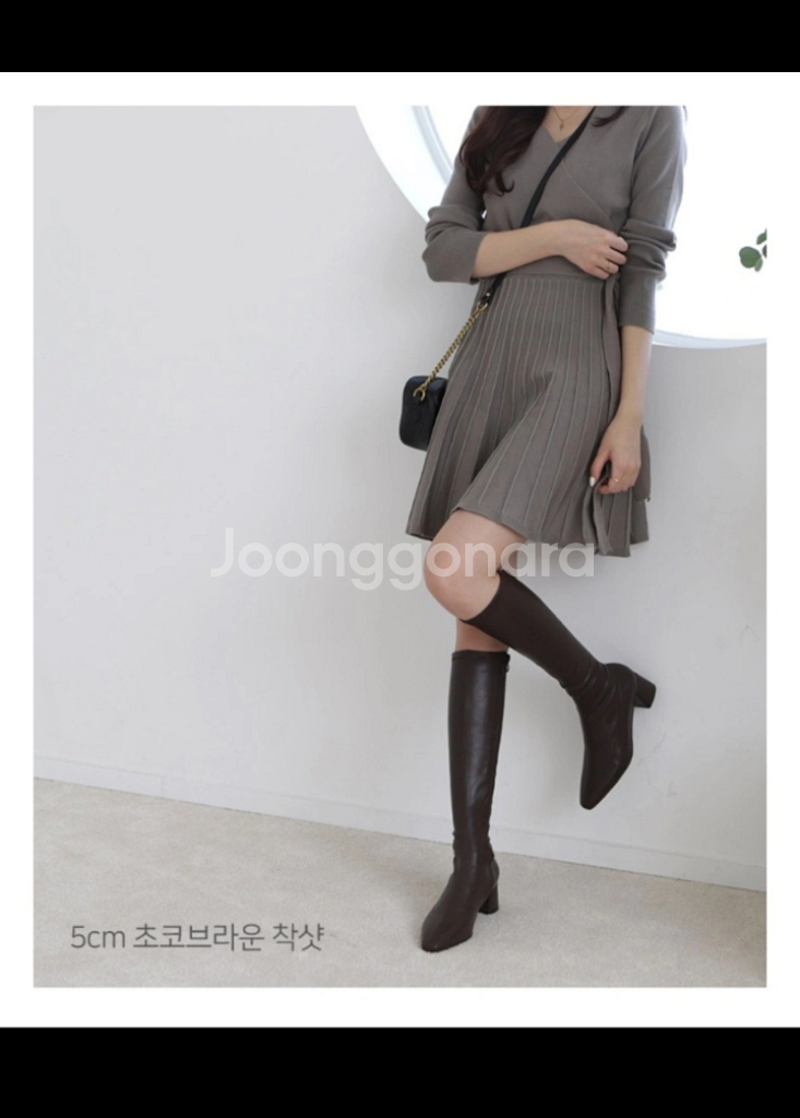 쥬드 초코브라운 롱부츠 5cm 220--0