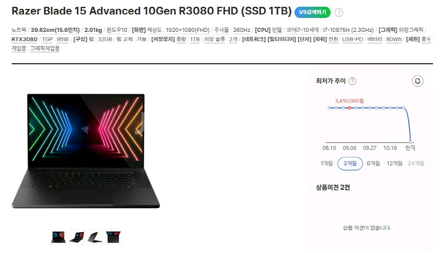 레이저 블레이드 15 게이밍 노트북/램32G,3080--8