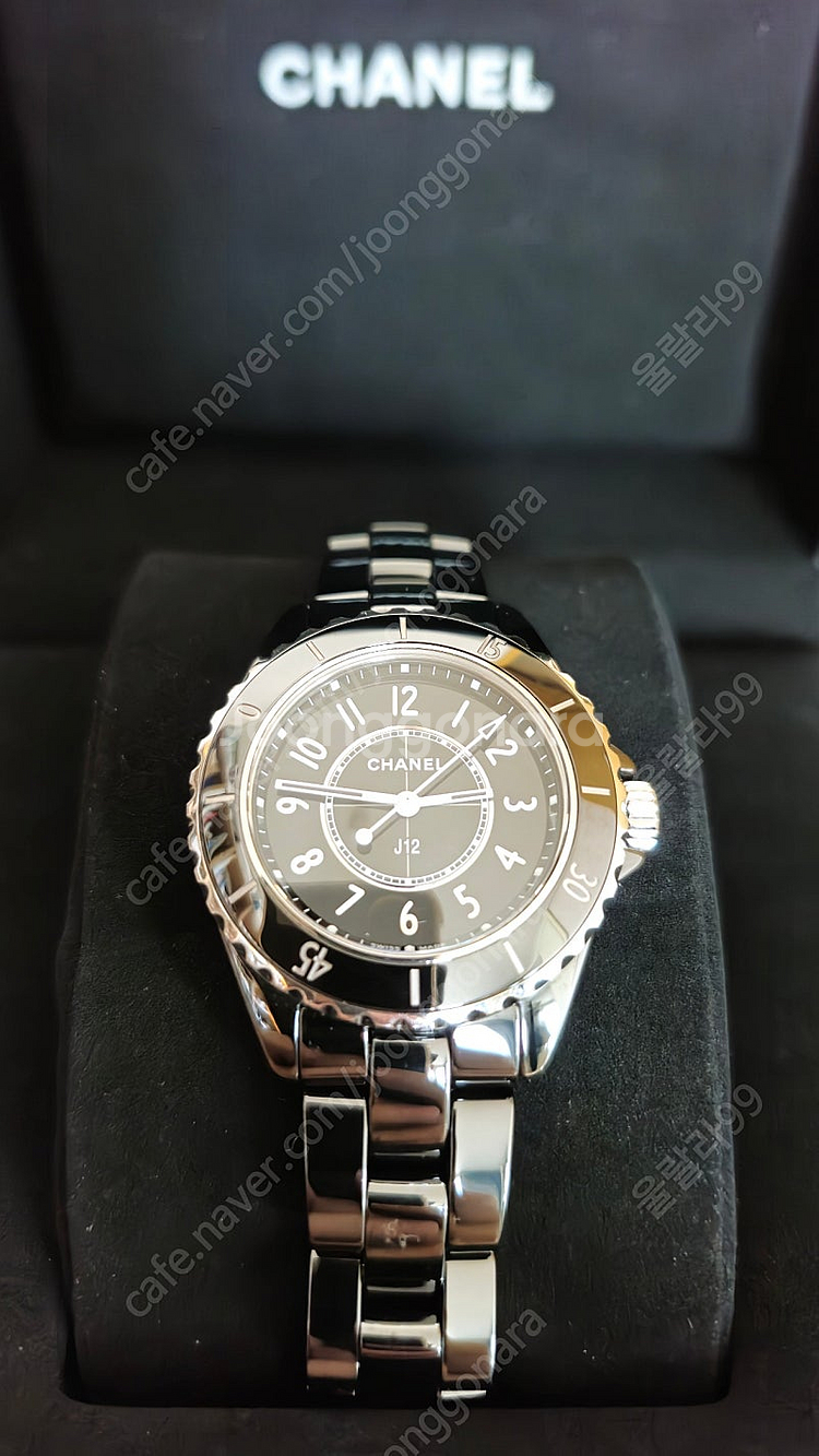 샤넬 J12 쿼츠 33mm 세라믹 스틸 시계 H5695--0