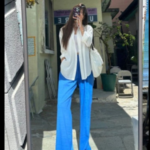 린넨 밴딩 와이드 팬츠