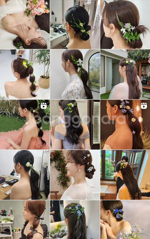 꽃 장식 헤어 액세서리 세트 (셀프 헤어변형)--2
