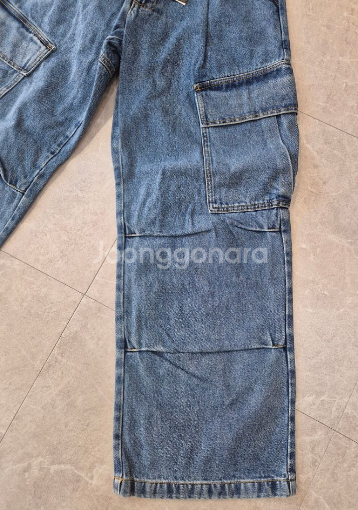 핀턱와이드 카고청바지--2