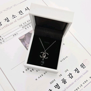 샤넬 CC로고 스톤 네크리스 목걸이 실버