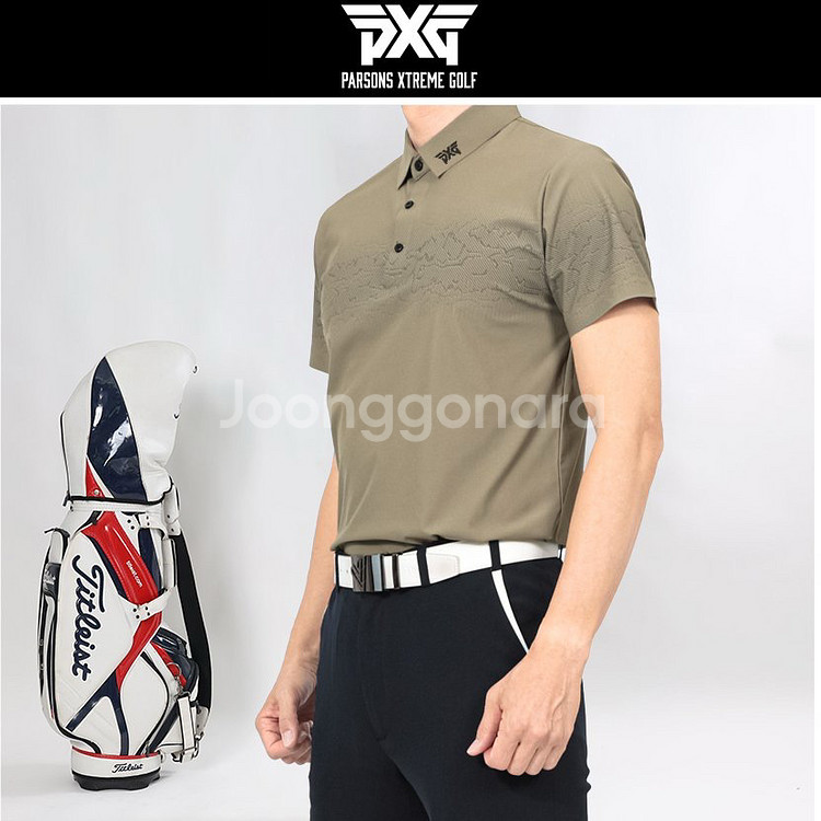 PXG 골프 남성 레귤러핏 스톤나염 반팔 카라티--1