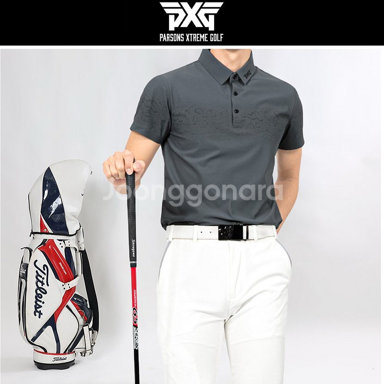 PXG 골프 남성 레귤러핏 스톤나염 반팔 카라티--3