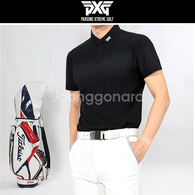 PXG 골프 남성 레귤러핏 스톤나염 반팔 카라티--4