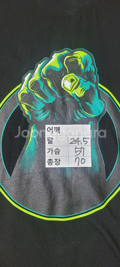 (남성95~105사이즈) 선명한 블랙 마블 반팔티--6