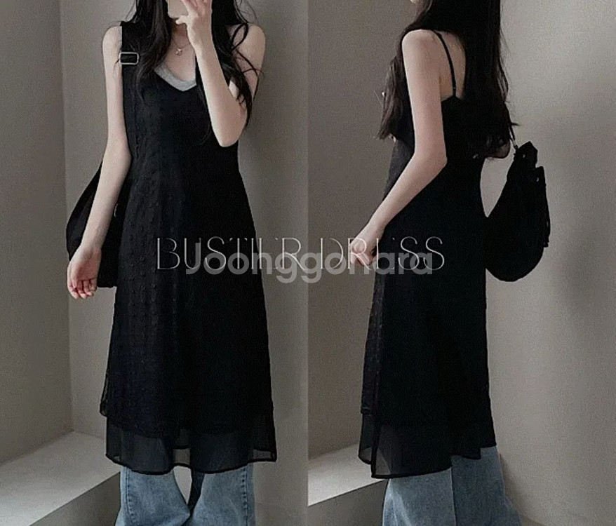 럽앤썸 시스루 플라워 뷔스티에 여름 원피스 레이어드--0