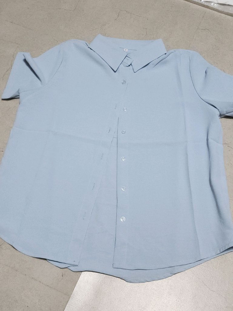커먼유니크 언발 카라 반팔 블라우스 셔츠 이미지