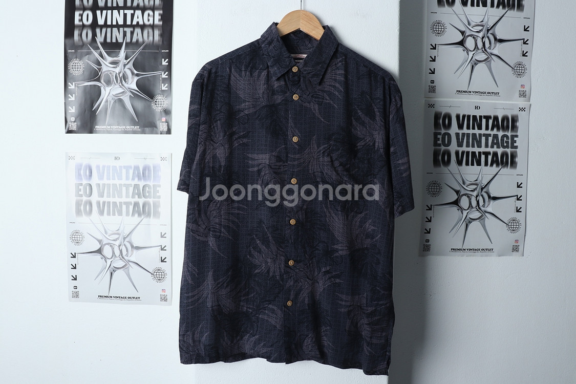 (M-XL) 브랜드빈티지 반팔셔츠 남방 차콜 하와이안--1