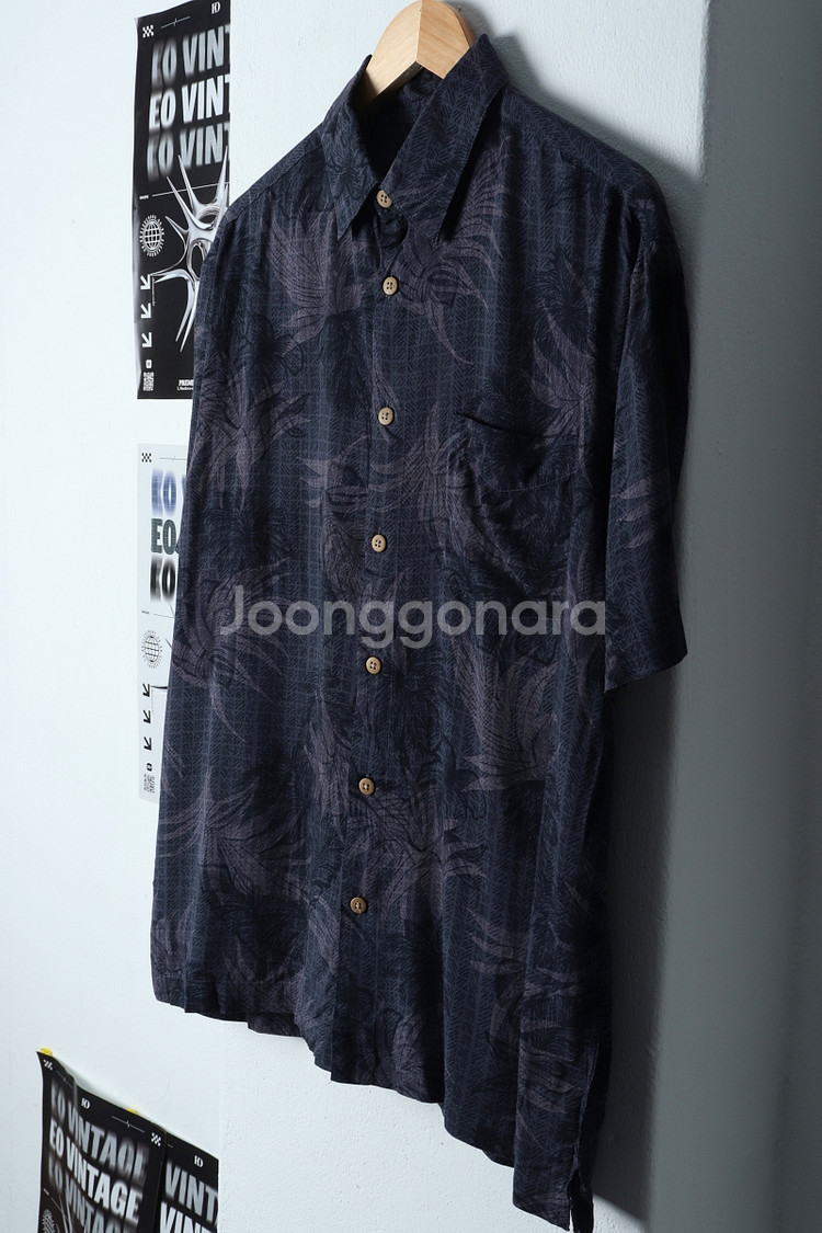 (M-XL) 브랜드빈티지 반팔셔츠 남방 차콜 하와이안--2