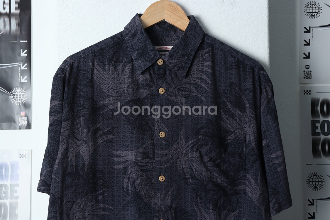 (M-XL) 브랜드빈티지 반팔셔츠 남방 차콜 하와이안--3