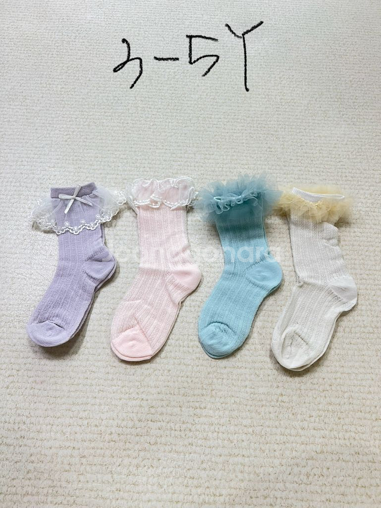 미착용) 키즈 유아 레이스 양말--0