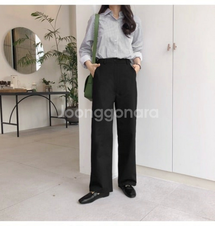 새상품/ 고고싱 머핀 하이와이드일자팬츠 블랙, 베이지--0