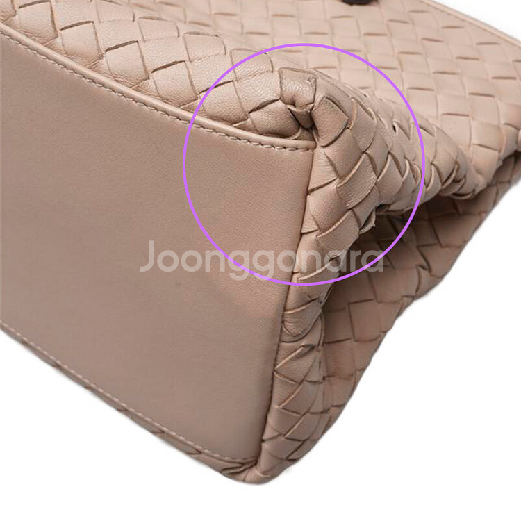 보테가 베네타 핑크 인트레치아토 카프리 쇼퍼 토트백--6