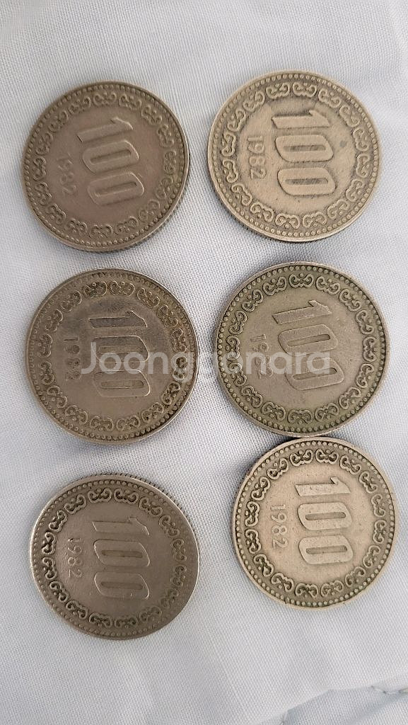 오래된동전(100원동전6개일괄)--0