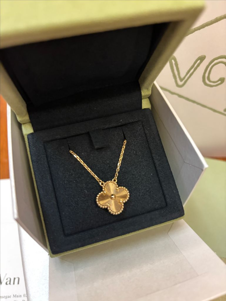 반클리프아펠 빈티지 알함브라 기요세 목걸이 옐로우골드--1