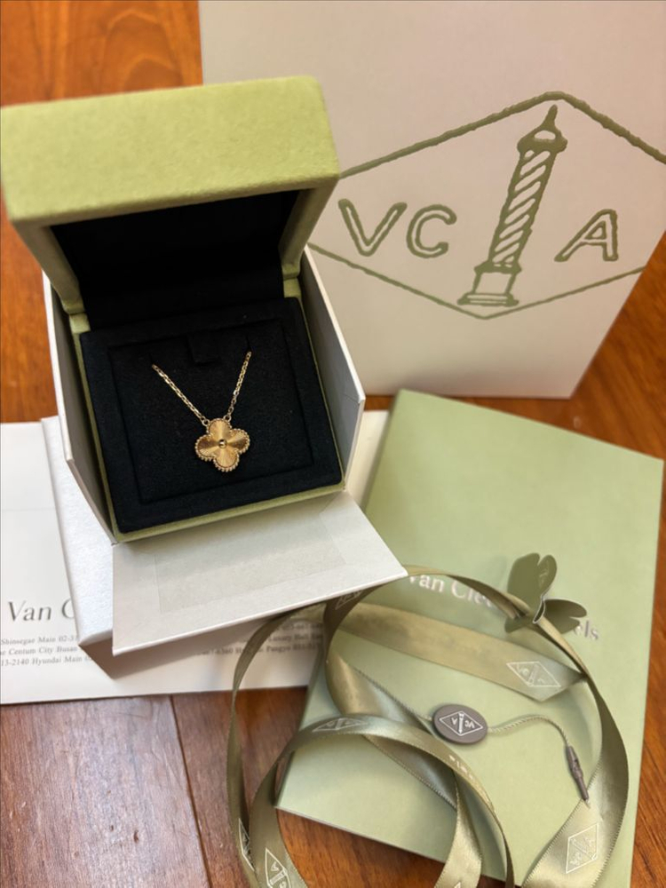 반클리프아펠 빈티지 알함브라 기요세 목걸이 옐로우골드--3