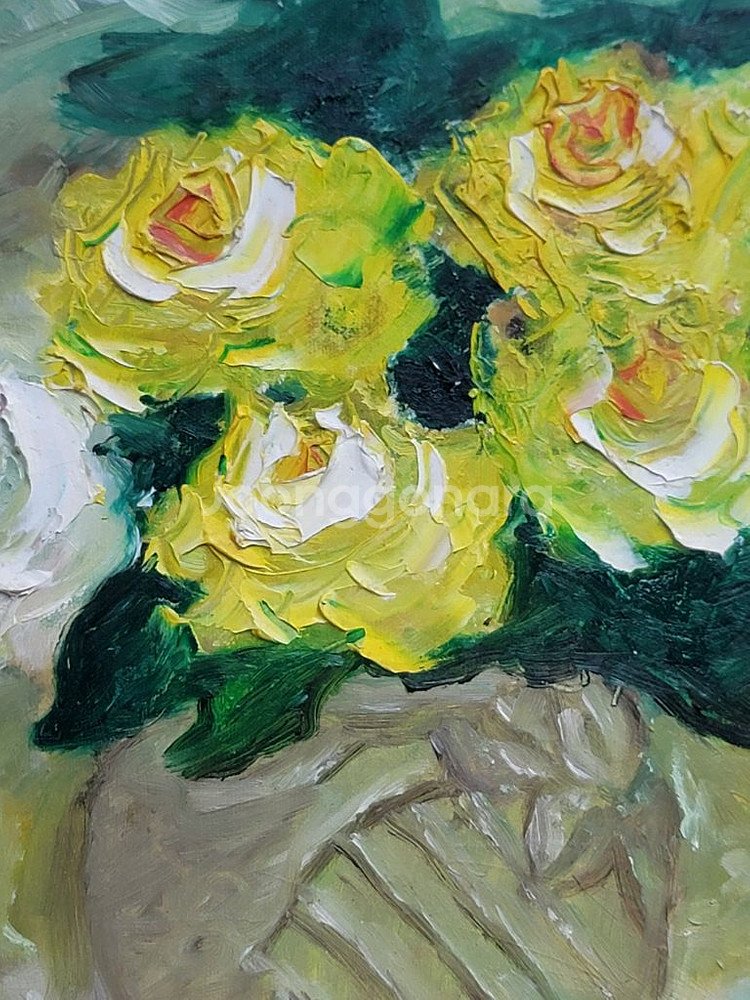 정물 유화그림 노란장미 6호--3