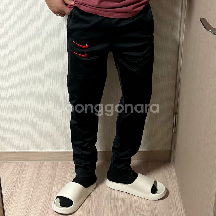 정품 나이키 더블 스우시 트랙팬츠 블랙 트레이닝 바지--0