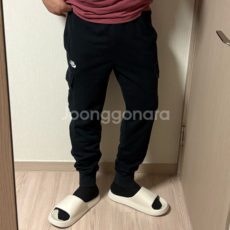 정품 나이키 스웻 카고팬츠 블랙 조거팬츠 트레이닝 바지--0