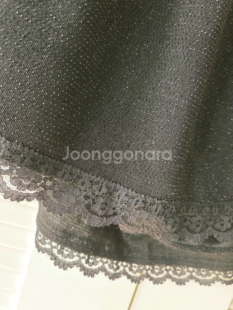 A라인 플리츠 펄 레이스스커트(허리밴딩/프리사이즈)--1