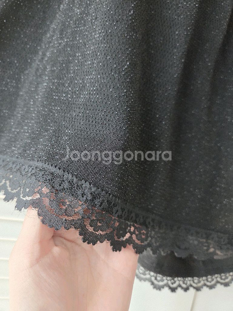 A라인 플리츠 펄 레이스스커트(허리밴딩/프리사이즈)--8