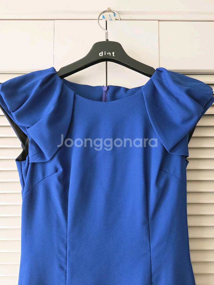 여름 쨍파랑 민소매 어깨 퍼프 쉬폰 정장원피스(찰랑찰랑--1