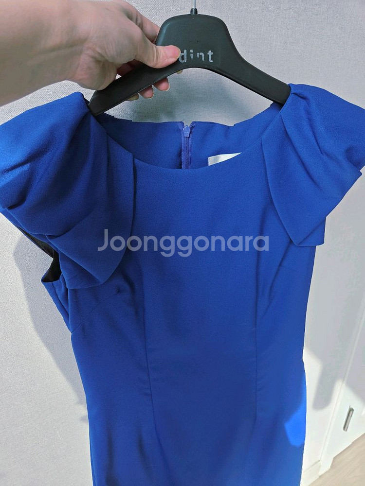 여름 쨍파랑 민소매 어깨 퍼프 쉬폰 정장원피스(찰랑찰랑--8