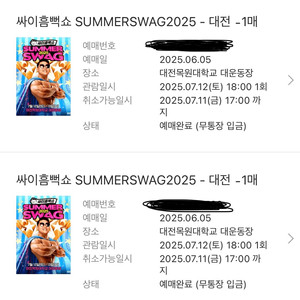 싸이 흠뻑쇼 7월 12일 토요일 2매