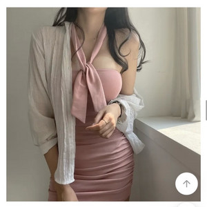 초커 셔링 탑 원피스