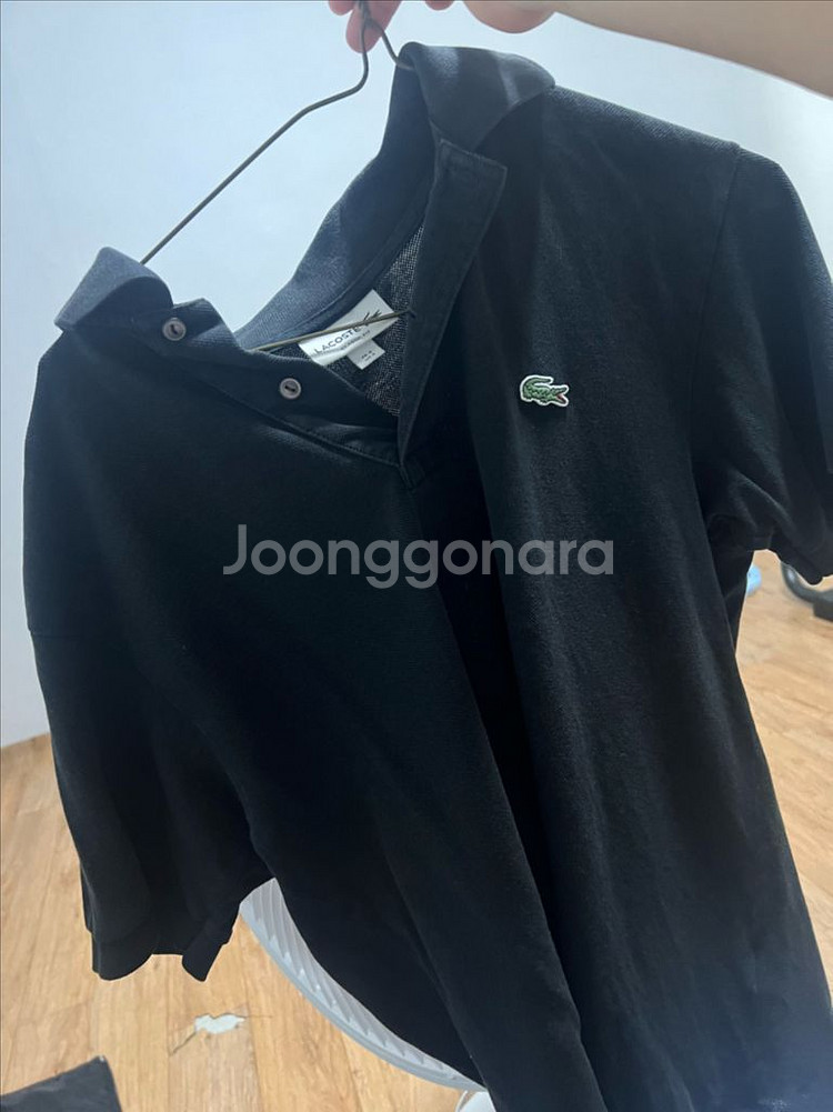 라코스테 블랙 피케 폴로 셔츠 카라티--0