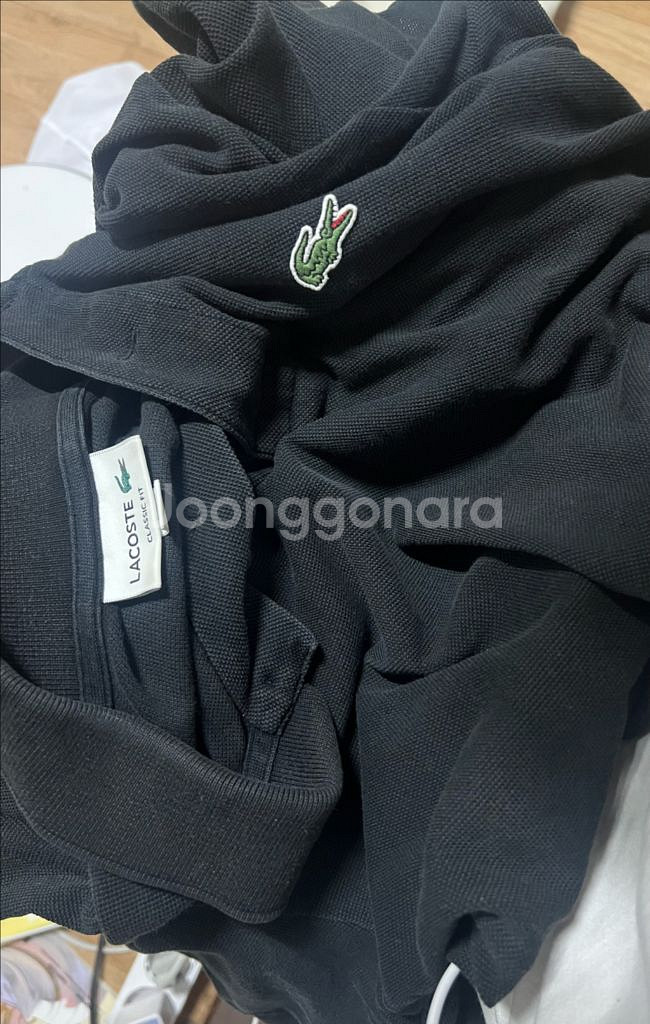 라코스테 블랙 피케 폴로 셔츠 카라티--1