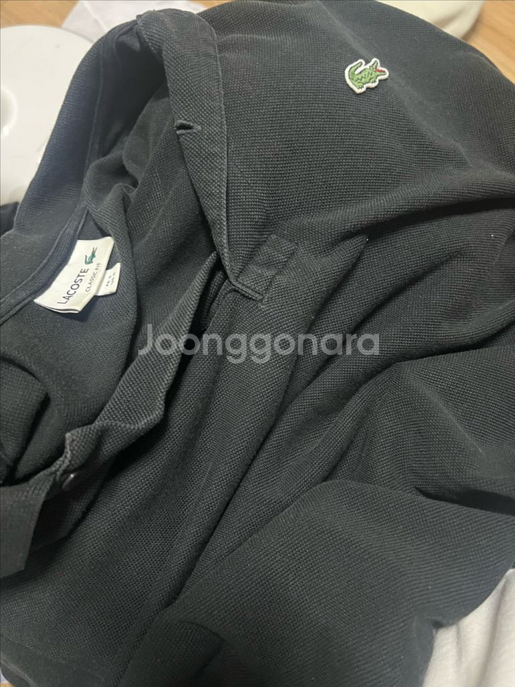 라코스테 블랙 피케 폴로 셔츠 카라티--2