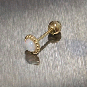 14k 옐로우골드 오팔 피어싱 4mm