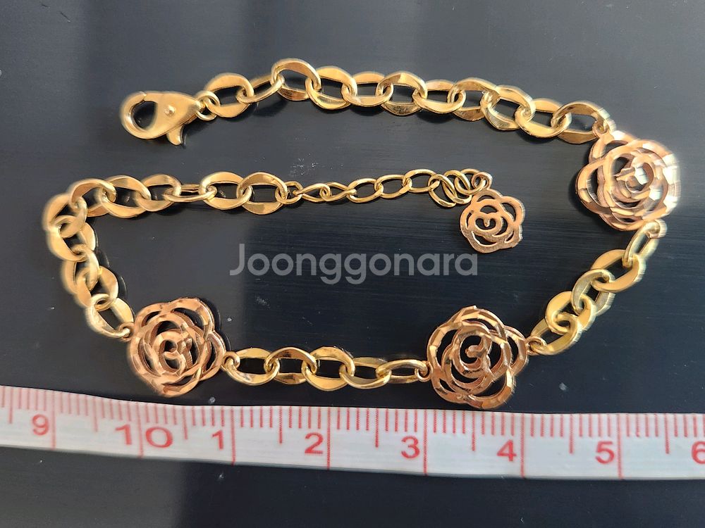 14K 로즈골드 장미 팔찌--5