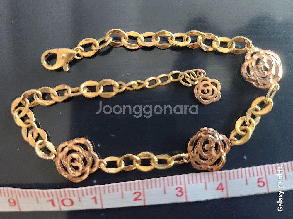 14K 로즈골드 장미 팔찌--4