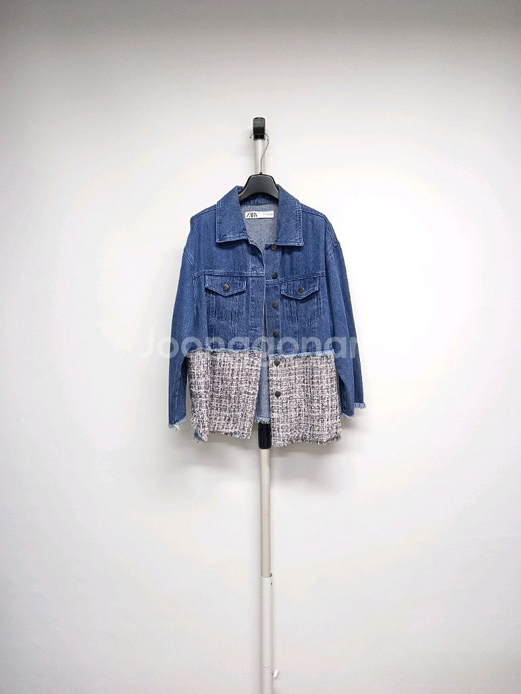자라 춘추 데님 트위드배색 루즈박시핏 자켓 XS 44---0