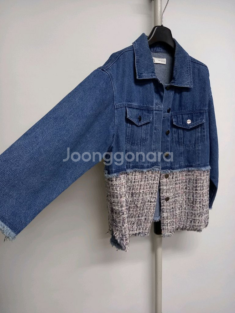 자라 춘추 데님 트위드배색 루즈박시핏 자켓 XS 44---2
