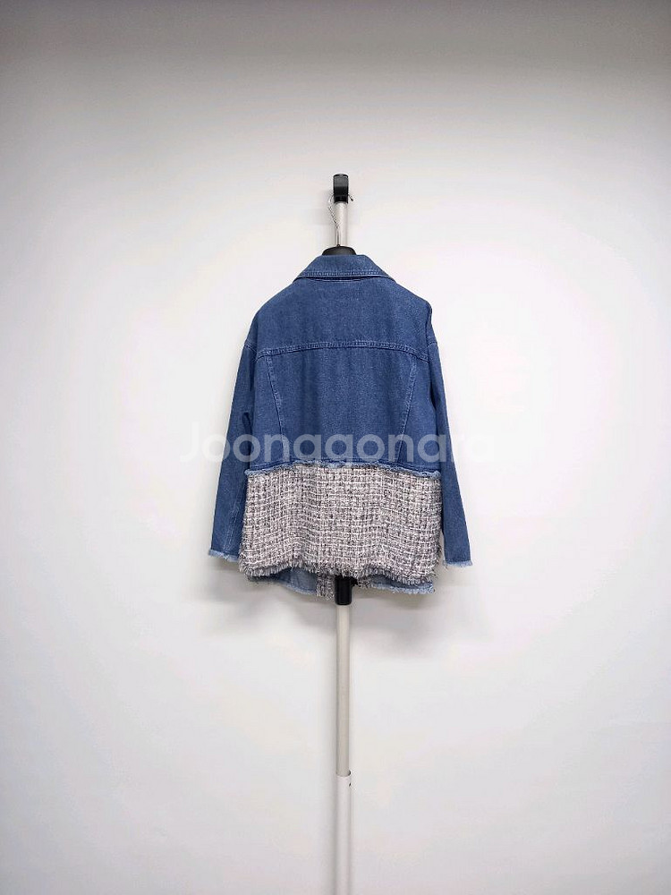 자라 춘추 데님 트위드배색 루즈박시핏 자켓 XS 44---1
