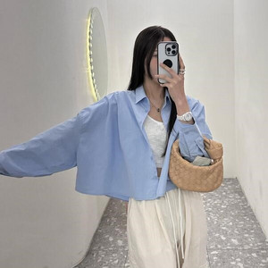 (새상품/급처)박시 핀턱 크롭 셔츠